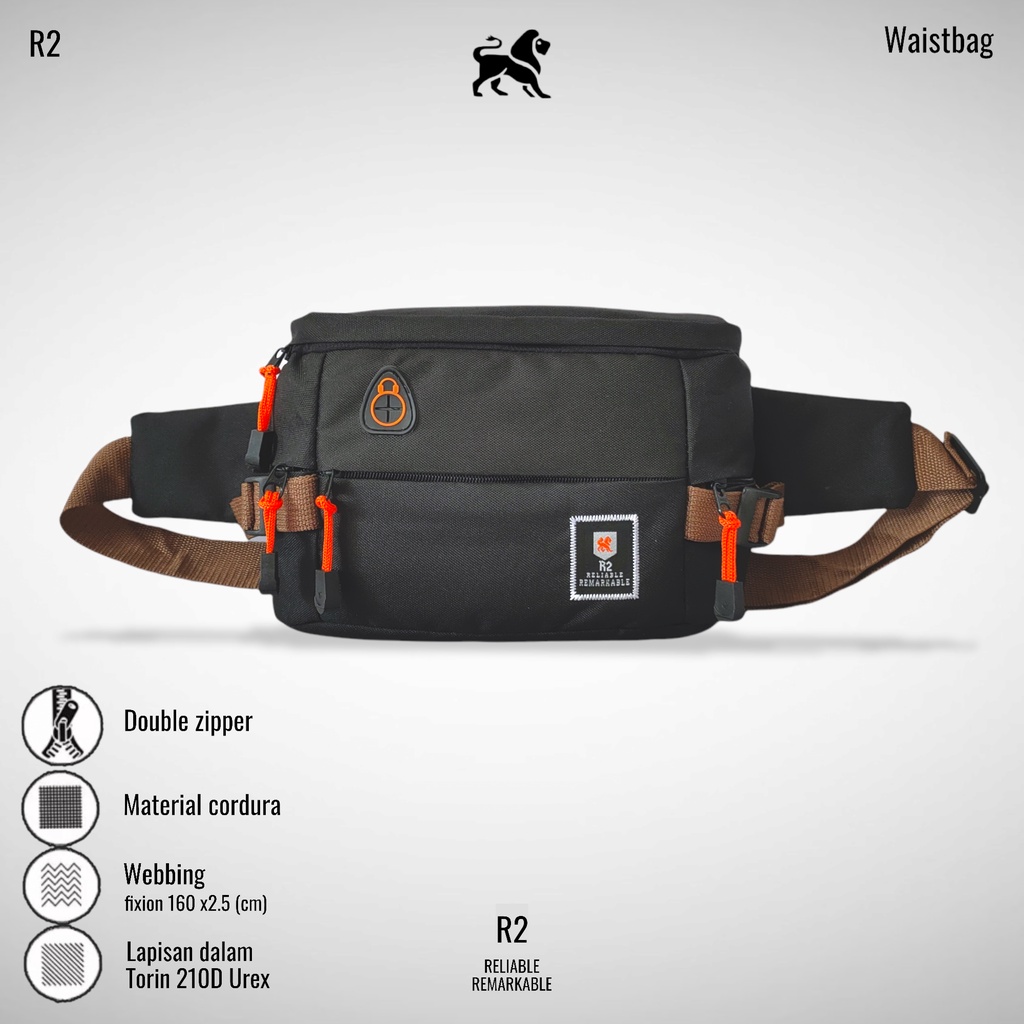 Tas Pinggang Pria R2 006 Unisex 4 Kompartemen