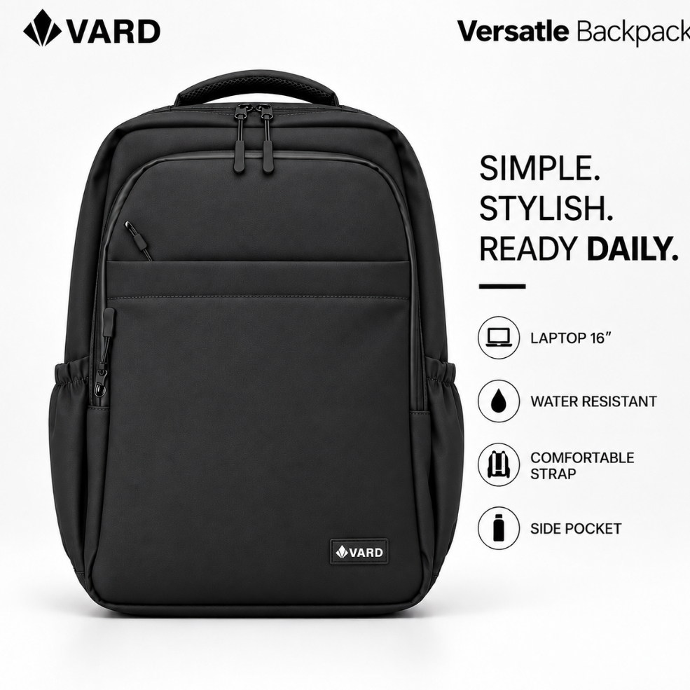 VARD Tas Ransel Pria Wanita Backpack Laptop 16 Inch Water Resistant Tas Kuliah Kerja Trave